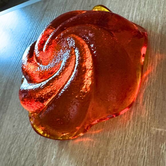 Vintage Amberina Glass Swirl Dish – Retro Orange Red - Picture 5 of 11